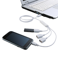 �X�}�[�g�t�H���Ƃ̐ڑ��ɕ֗���USB�P�[�u���𑕔�����USB�n�u