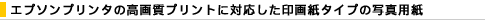 �G�v�\���v�����^�̍��掿�v�����g�ɑΉ�������掆�^�C�v�̎ʐ^�p��