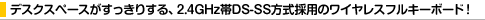 �f�X�N�X�y�[�X���������肷��A2.4GHz��DS-SS�����̗p�̃��C�����X�t���L�[�{�[�h�I