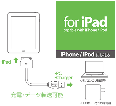 Ipad Iphone Ipod用 充電 データ転送ケーブル ブラック Usb Uadシリーズ