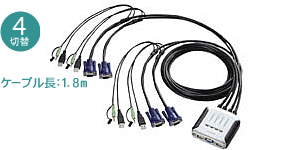 KVM-KU4 iUSBΉj4ؑցAP[u1.8m