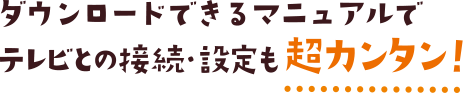 ダウンロードできるマニュアルでテレビとの接続・設定も超カンタン！